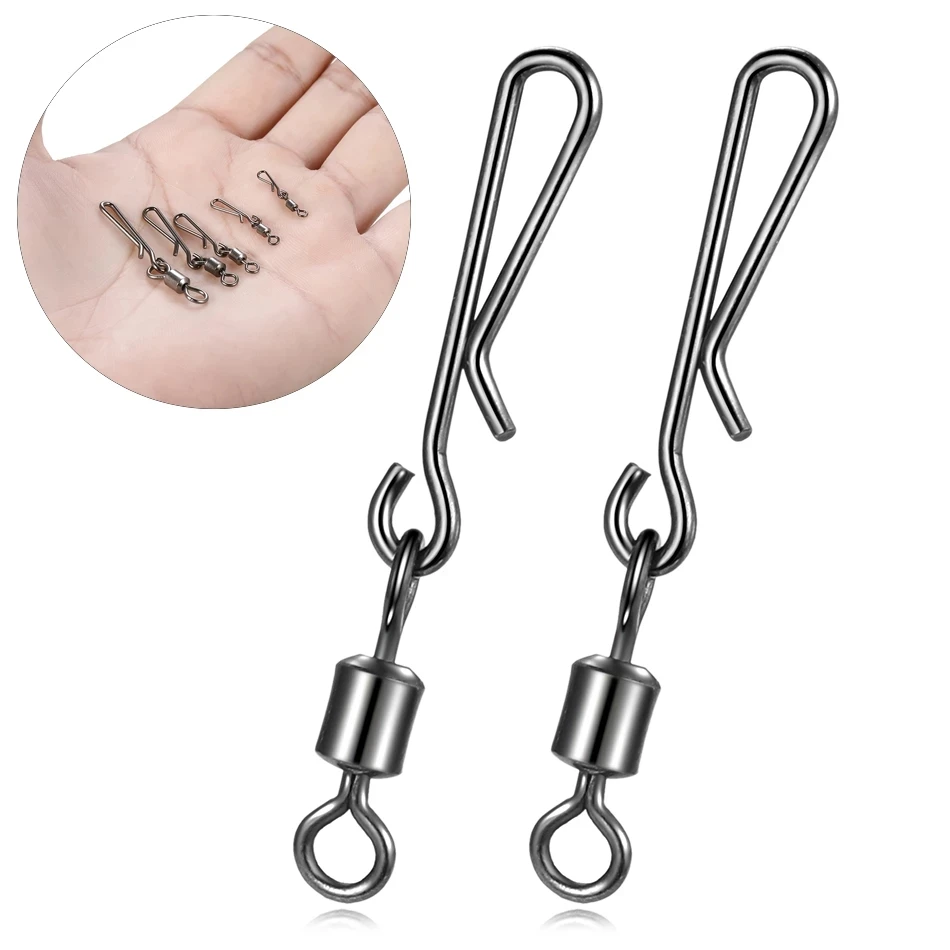 

50pcs/lot 2# To 12# Rolling Swivel With Hanging Snap Fishing Tackle Fishhooks Fishing Connector Fishing Swivels Tool