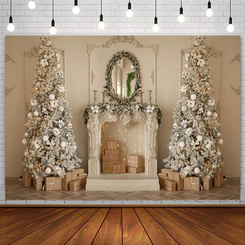 

Avezano Photography Background Winter Christmas Trees Lights Gifts Vintage Wall Family Party Decor Backdrop Photo Studio Props