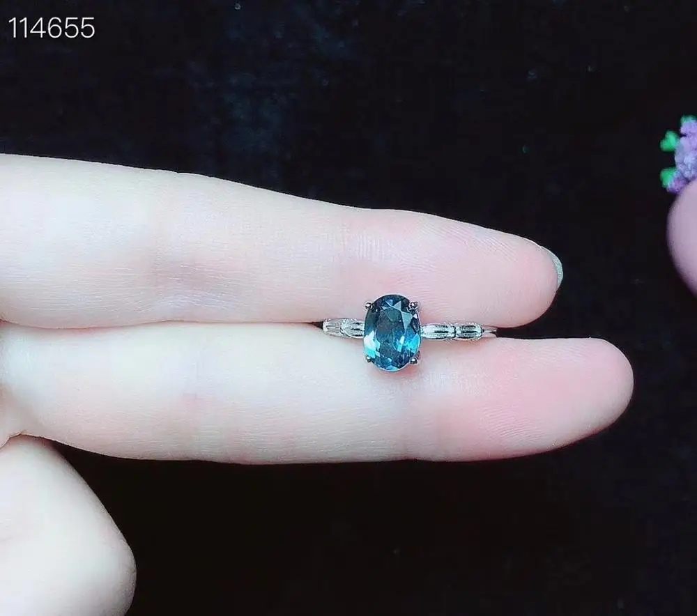 KJJEAXCMY fine jewelry 925 sterling silver inlaid natural blue topaz ring vintage new female gemstone ring popular support test