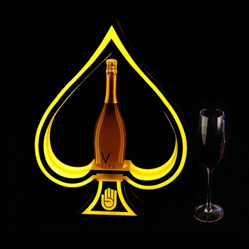 New LED Poker Cards shape Luminous Beer Wine Bottle Holder Glowing Champagne Cocktail Drinkware Holder for bar disco party decor