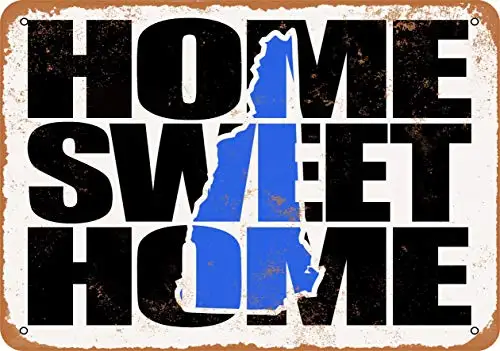 

Metal Sign - Home Sweet Home New Hampshire Blue - Vintage Look Wall Decor for Cafe beer Bar Decoration Crafts