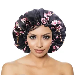 Extra Large  Double Layer Silk-like fabric Bonnet Sleep Cap with Premium Elastic Band For Women  Head Wrap