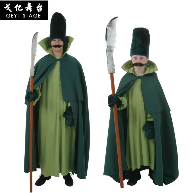 

Deluxe City Guard Costume Green Cloak Kids Adult Halloween Fairy Tale Performance Party Cosplay Boys Fancy Party Dress Outfit