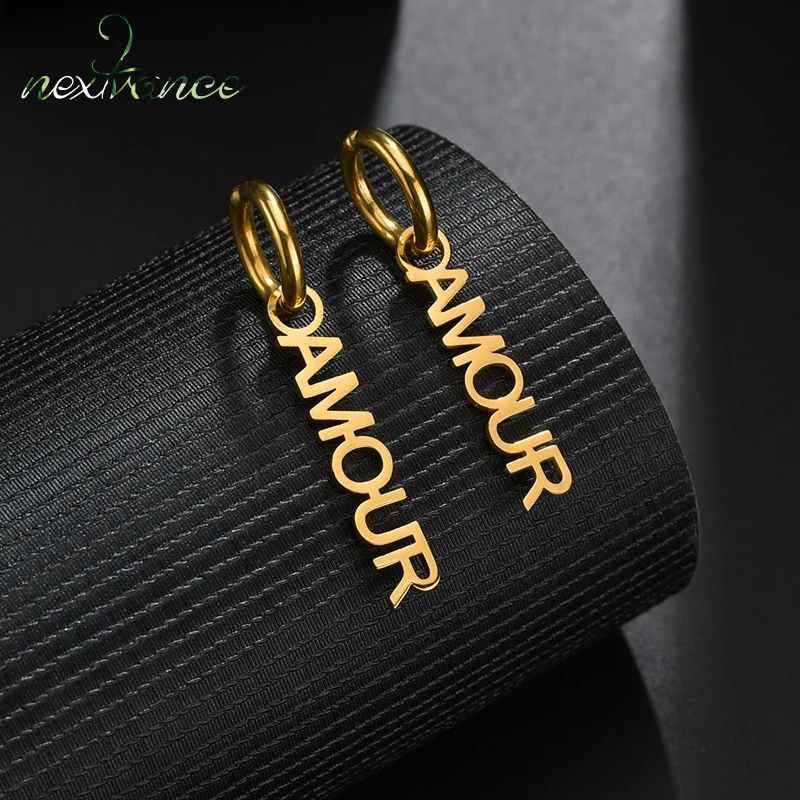 Nextvance Ear Clip Custom Letter Earrings Eardrop Stainless Steel Personalised Name Girls Women earring Creative Jewelry Gift