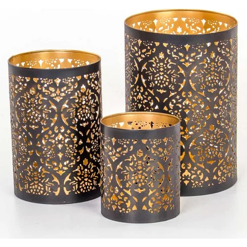 Euro Flora Black Metal Lantern Candle Holder 10x12 cm