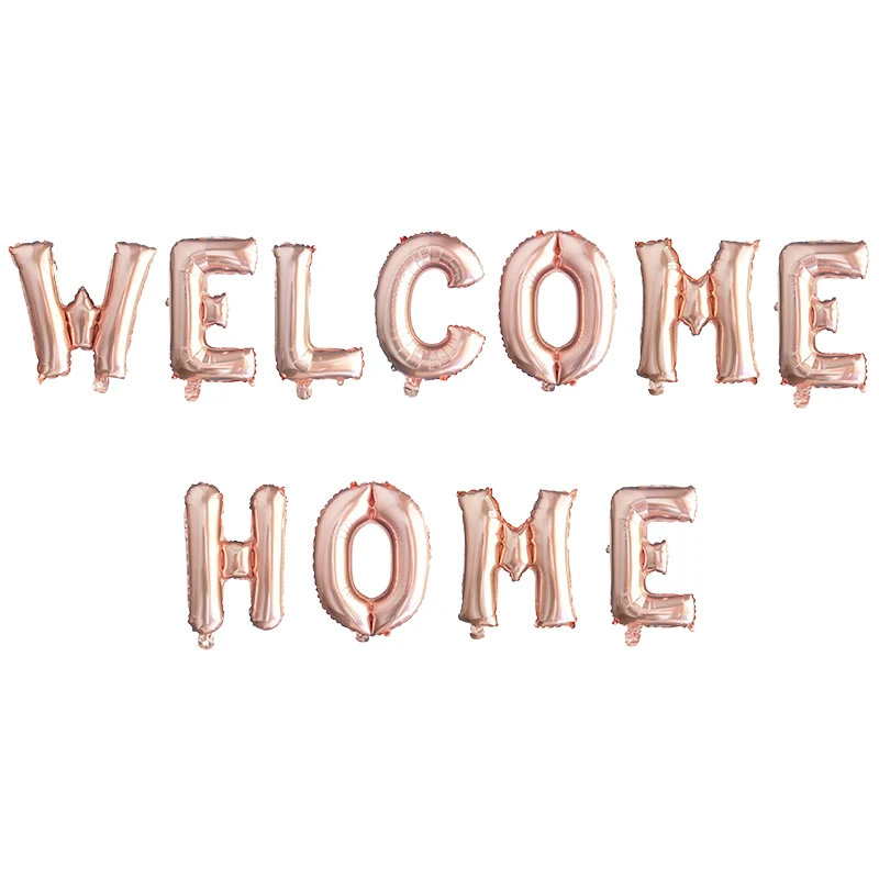 1set 16inch Rose Gold Welcome Home Letter Foil Balloons Welcome Back to Home Event Party supplies Inflatable Air globals Decor