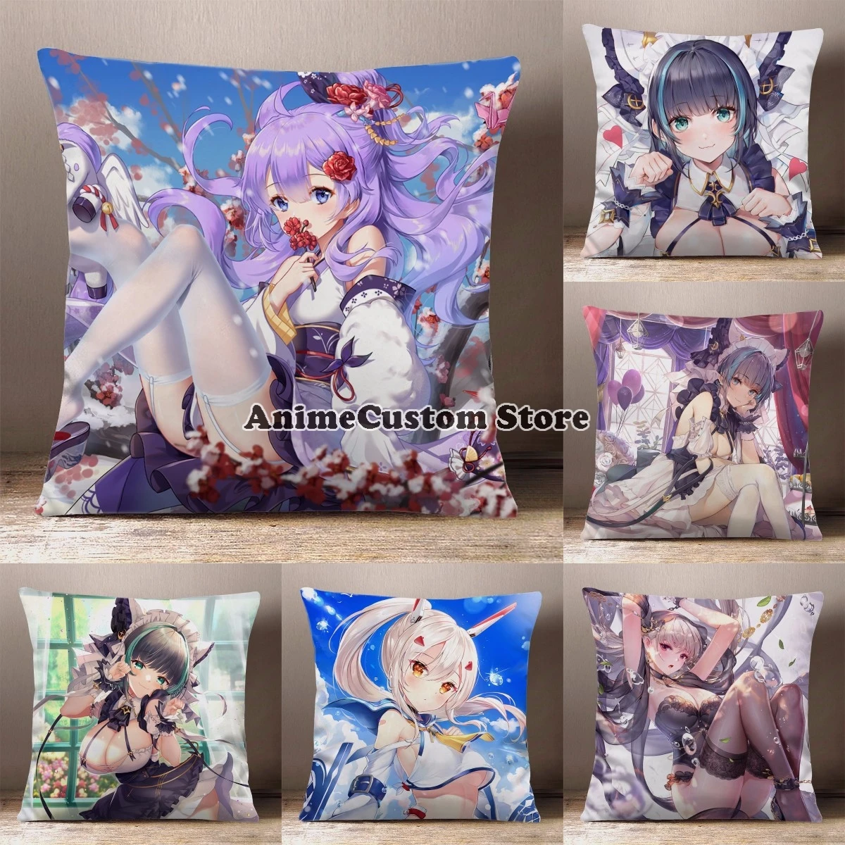 Anime Azur Lane Prinz Eugen Cheshire ILLUSTRIOUS Enterprise Square Throw Pillow Siesta Dakimakura Dakimakura Back Cushion Gifts