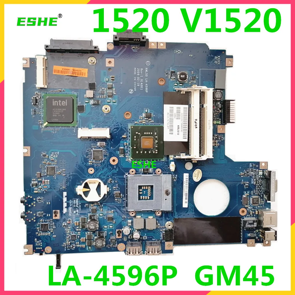 สําหรับ DELL Vostro 1520 V1520 แล็ปท็อป GM45 DDR2 KML50 LA-4596P เมนบอร์ดทดสอบการทํางานที่สมบูรณ์แบบ