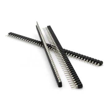 5 pces 1x40p 2.54mm redondo buraco fêmea encabeçamento estanho única linha 40pin 0.1 "quebrável empilhável pcb ic cristal soquete conector
