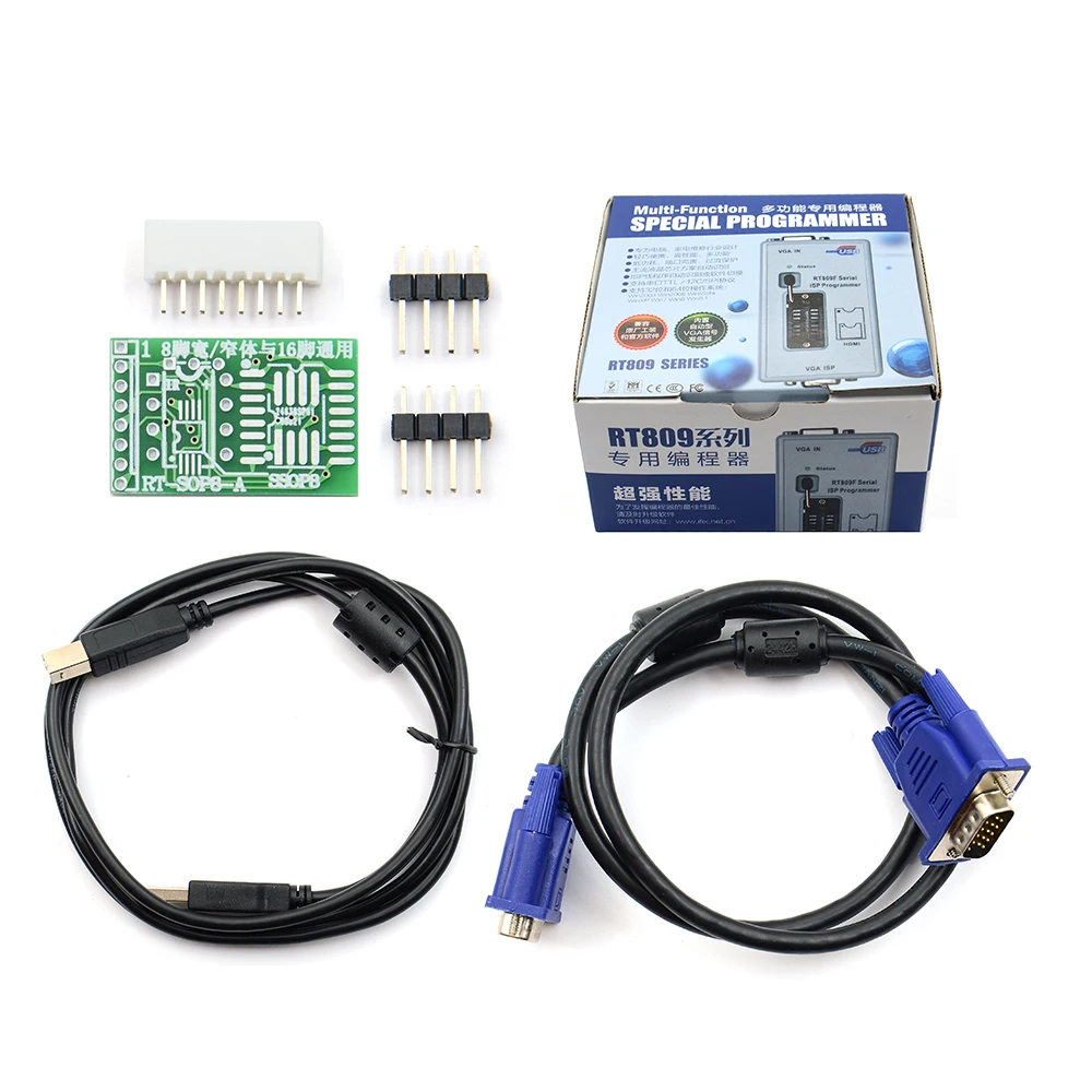 RT809F Serial ISP Programmer Standard 11 12 16 Adapters Set +1.8V SOP8 Test Clip+EDID Cable Smart Chips High Programming Speed