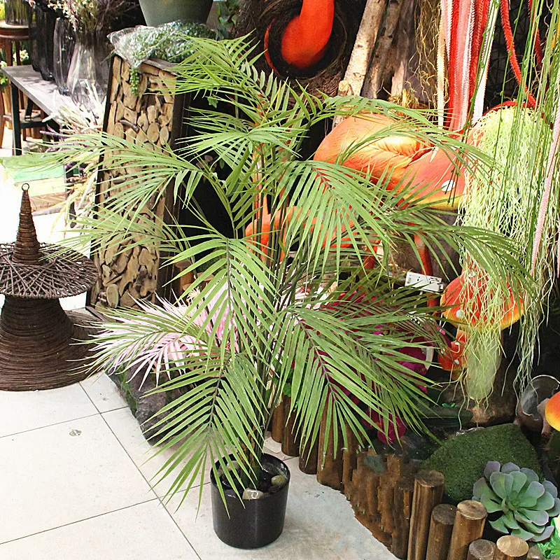 75CM-125CM Artificial Large Rare Palm Tree Green Realistic Tropical Plants Indoor Plastic Hotel Office Home Decor Accessories
