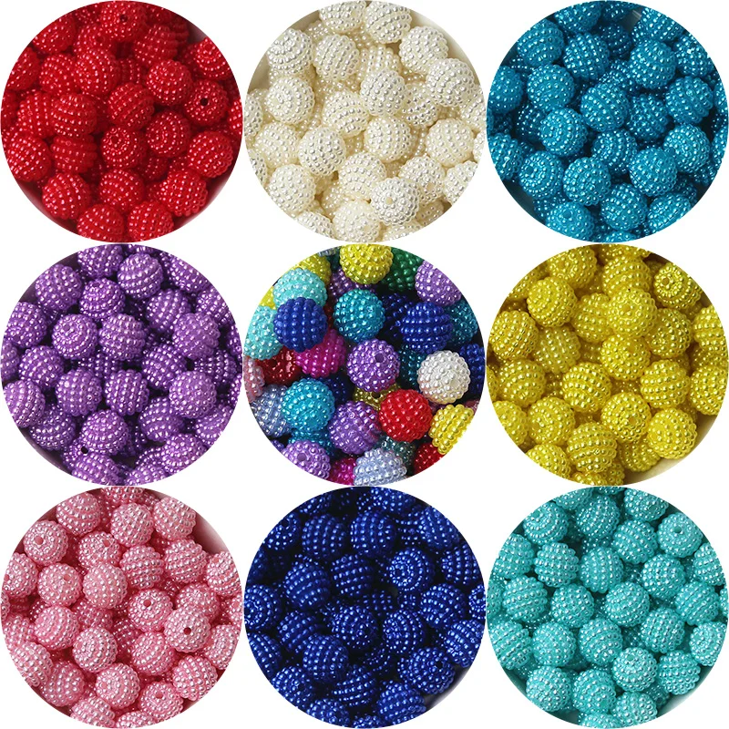 100pcs/pack 10mm Mixed Colors Bayberry Acrylic Beads Imitation Pearl Beads Fit Europe Beads For Jewelry Making DIY Accessories