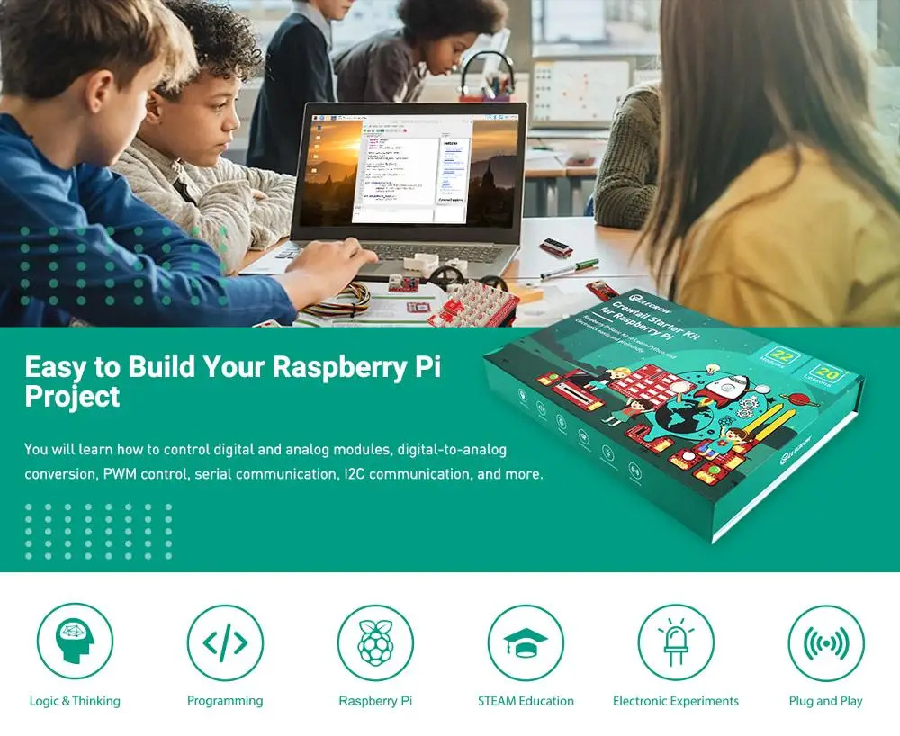 Raspberry Pi DIY Starter Kit Crowtail Starter Kit for Raspberry Pi Electronic Experiments Programming  Steam Educational Project