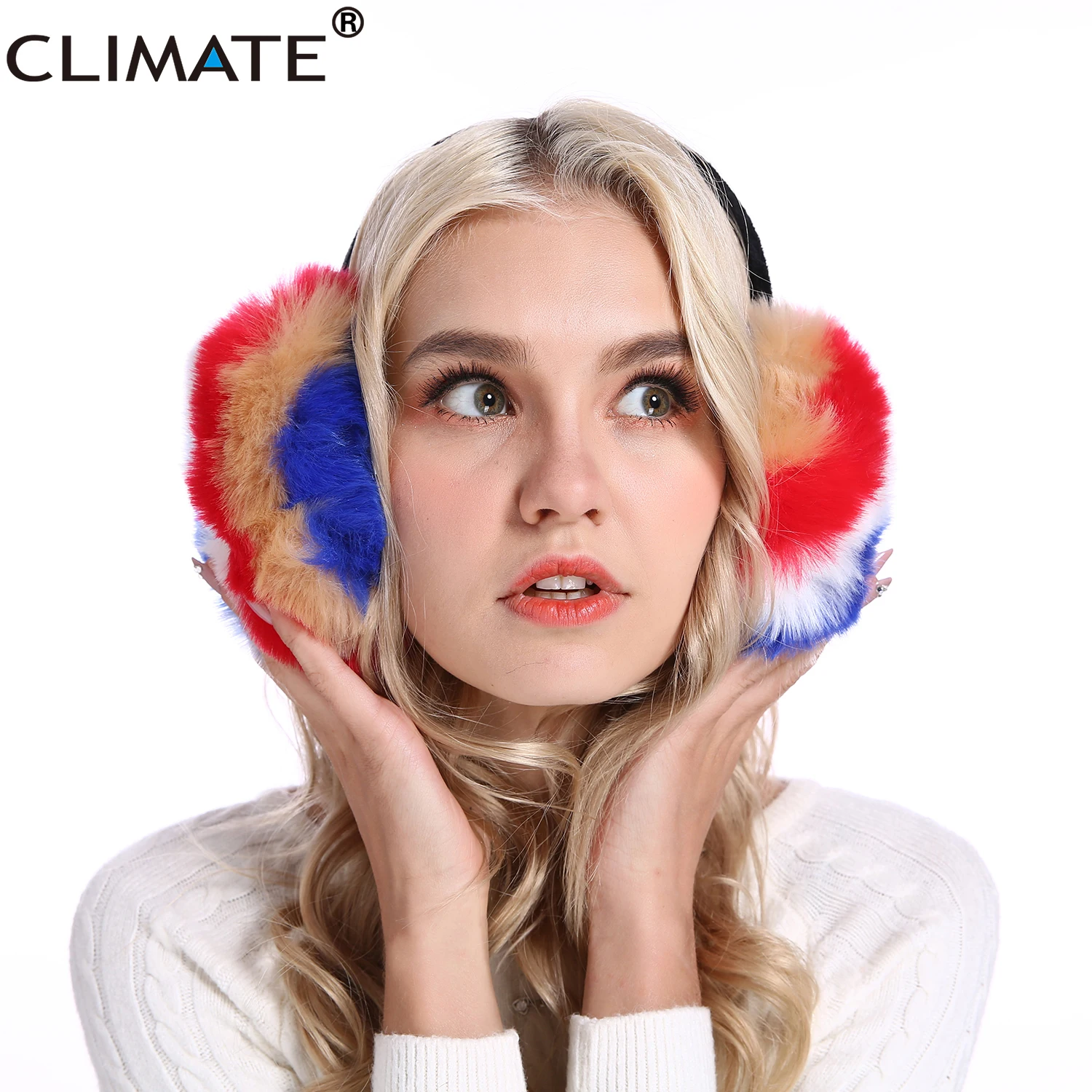 CLIMATE Women Colourful Earmuffs Rainbow Foldable Ear Muff Cover Lovely Collapsible Ear Muff Muffs for Women Teenager Girls