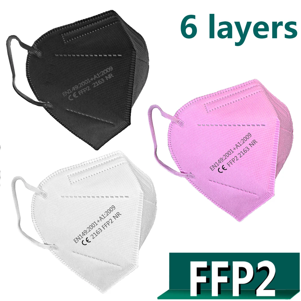 

10PCS-100PCS FFP2 Facial Masks Face Masks 6-Layer CE Maske Respirator Filter Maske Breathable Protective Mouth Mask Reusable