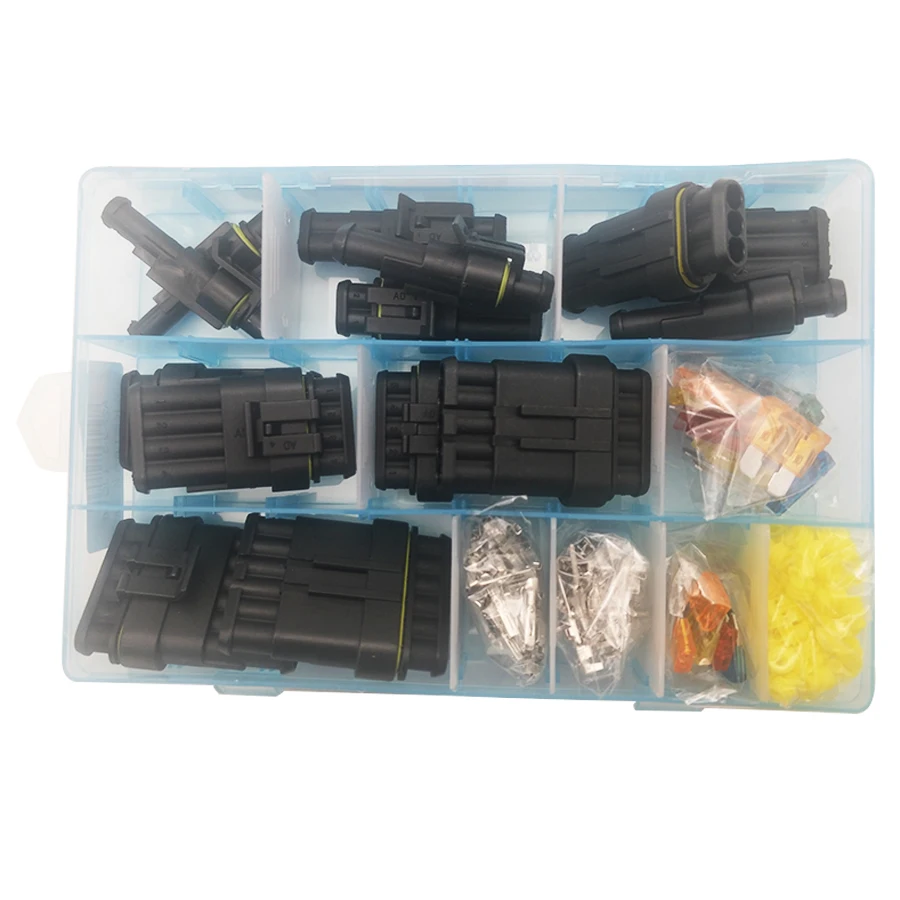 

Car Waterproof Electrical Connector Terminal 1/2/3/4/5/6 Pin Way+Fuses W/Box