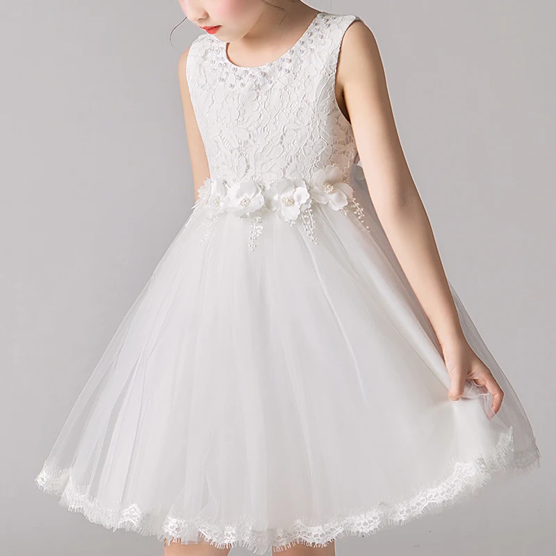 Kids Girls‘ Dress Wedding Party Clothes Flower Beading Gown Princess Summer Girls Frock Costumes Children\'s Elegant Dress