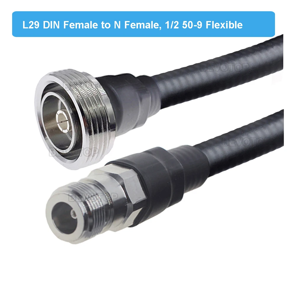 N Type Female to DIN Female 7/16 L29 Jack RF Coaxial Cable 1/2 50-9 Super Flexible Feeder Line Pigtail Extension Cord Jumper