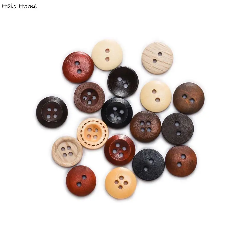 2 Hole Round Bread type Wooden Buttons Sewing Scrapbook Clothing Crafts Gift Sweaters Handwork Home DIY Accessories 10-25mm