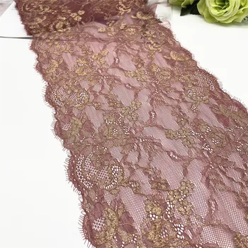 3y/הרבה רוחב 9 inch 23cm כהה אדום מבריק זהב ריס תחרת Trim עם הבלחה זמירה בגד אבזר DIY חומר בד