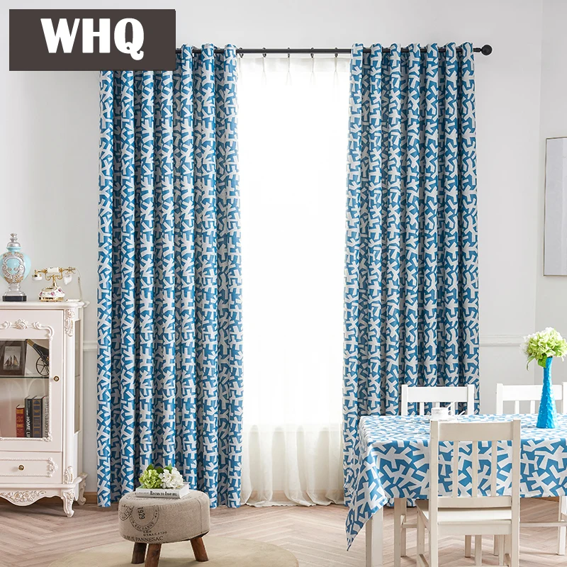 Modern Geometric Printing Curtains For Living Room Blackout Window Fabrics For Bedroom Curtains