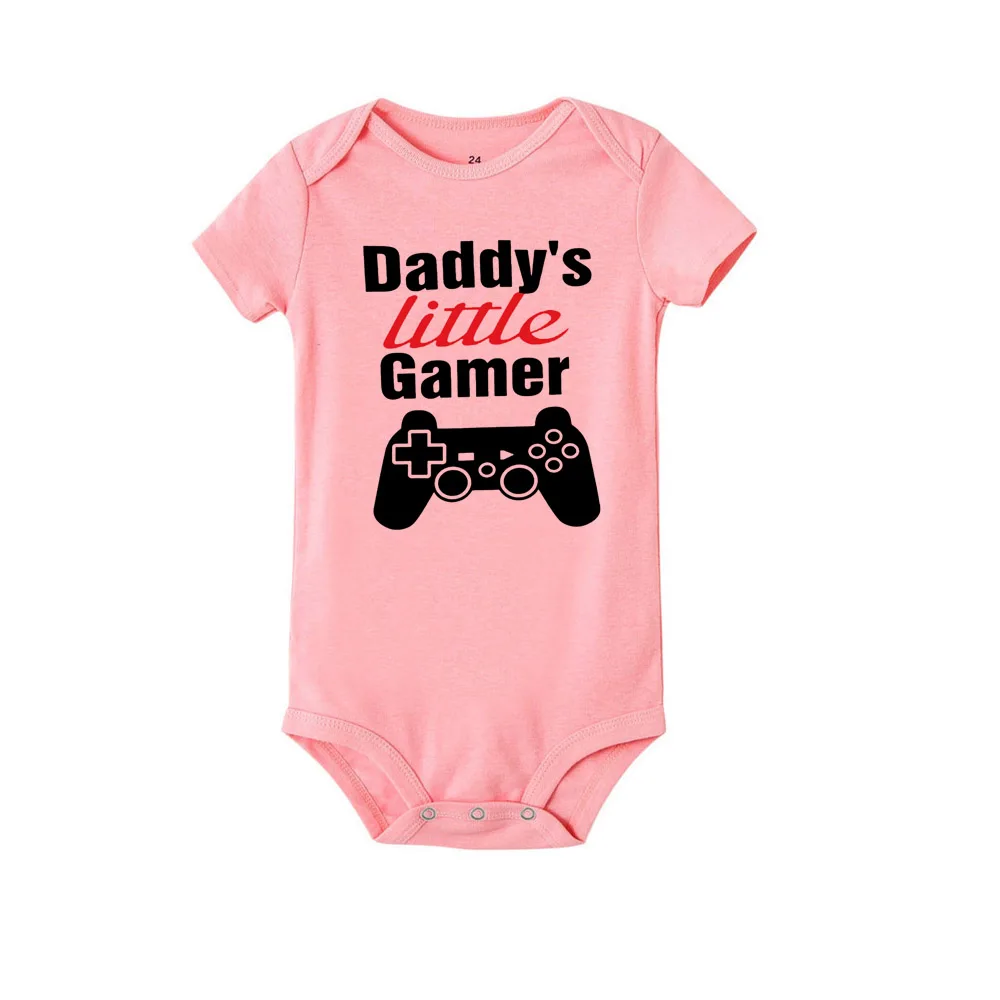 Daddy\'s Little Gamer Newborn Kids Baby Boy Girls Romper Jumpsuit Bodysuit Summer Short Sleeve  Clothes Outfit 0-24M