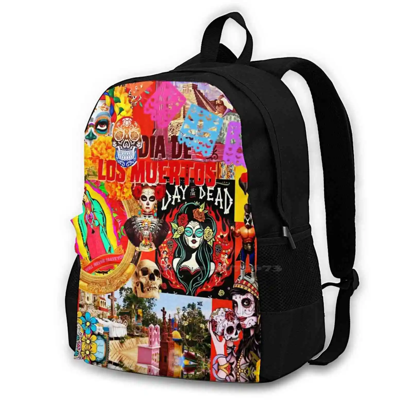 

Day Of The Dead Collage Halloween Dia De Los Muertos Hot Sale Schoolbag Backpack Fashion Bags Day Of The Dead Dia De Los