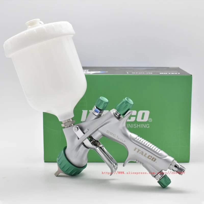 Imagem -02 - Pistola de Pulverização para Repintura de Superfícies Automotivas Pulverizador de Alimentação por Gravidade Itália Shine Paint Spray Gun Cor Verde 13 mm Hvlp de Alta Qualidade