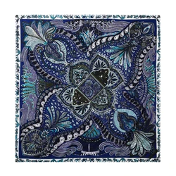 90cm Brand Paisley Bandana Foulard Square Scarf Women Twill Silk Shawl Brand Hijab Scarf Handmade Curled New Design Head Scarf