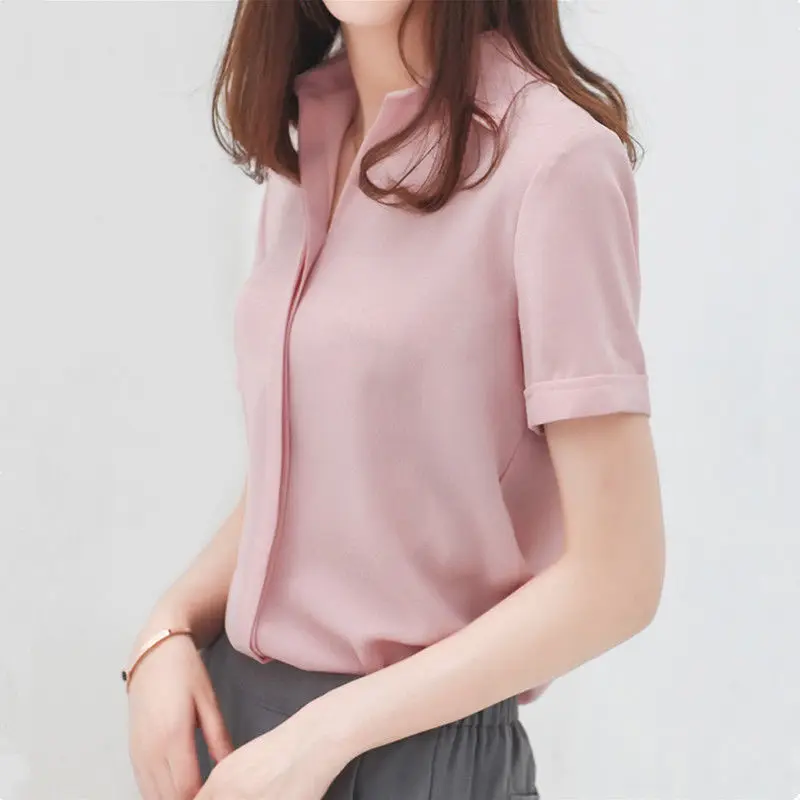 Big Size 3xl, 4xl, Spring/summer Women\'s Blouse New Long Sleeve Loose Ladies Shirts V-neck Chiffon Solid Color Shirts