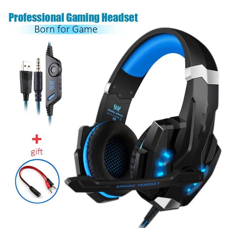 G9000 Gaming Headset Wired Glowing  Earphones Headphone Deep Bass Stereo Casque with Mic for PS5/PS4/  XBOX /PC /Laptop