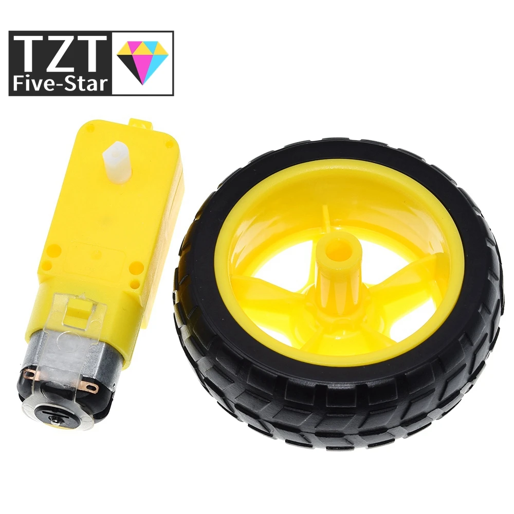 TZT 1 Stück/Paket: Verzögerungs-Gleichstrommotor + Stützräder, A / Chassis für intelligentes Auto, Motor / Räder für Roboterauto – Detail 1