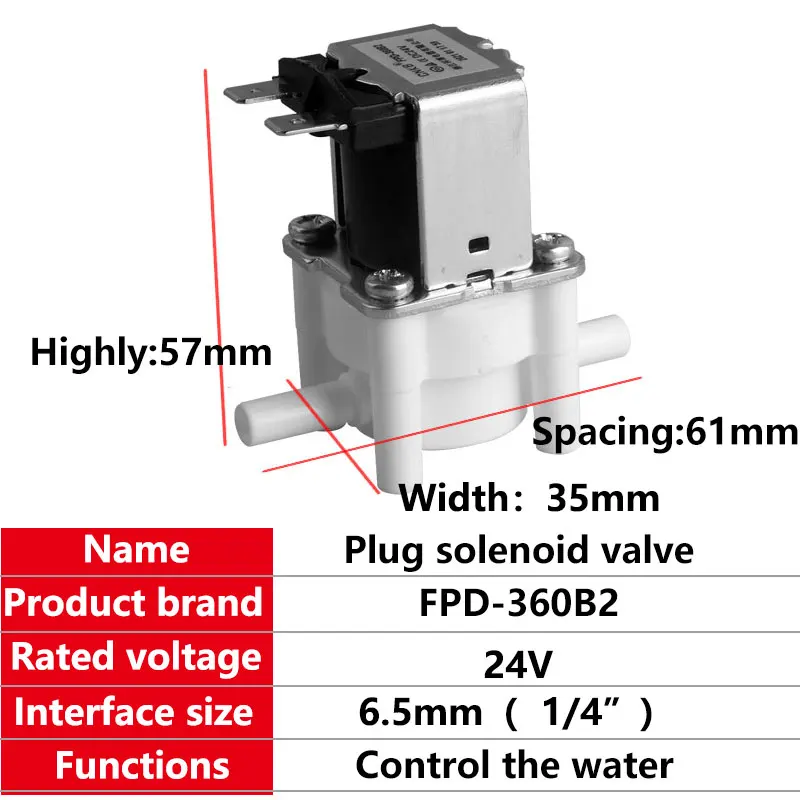 CNKB Fpd-360b2-24V Water Inlet Solenoid Valve Interface Outer Diameter 6.5MM 1/4\