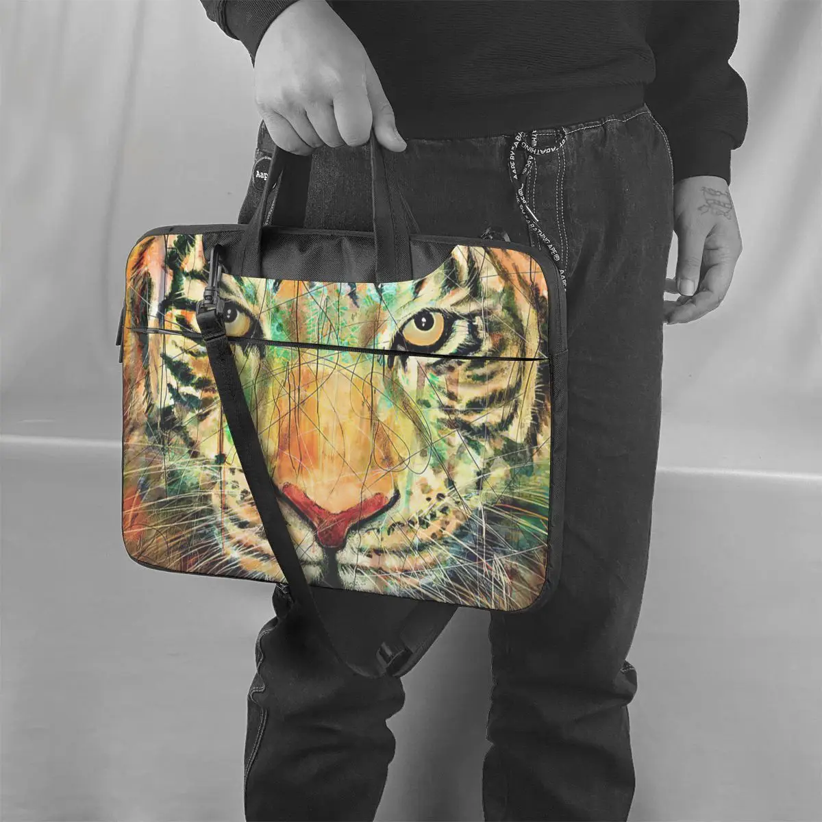 Tigre tigre Laptop saco caso protetor Vintage computador saco bicicleta Crossbody Laptop bolsa