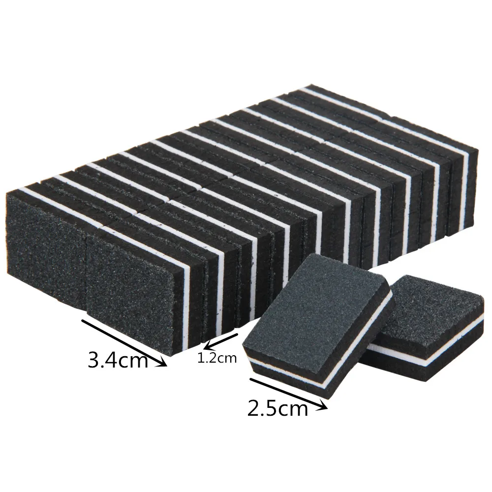 50pcs/lot Black Double Sided Sanding Sandpaper Nail Files Mini Cube Shape Sponge Nail Buffer Block Manicure Nail Salon Supplies