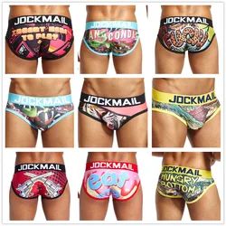 JOCKMAIL Playful fun Sexy Men Underwear Print Underpants Ice silk Briefs Cueca Gay Male Panties Slip 21 Pattern design Shorts