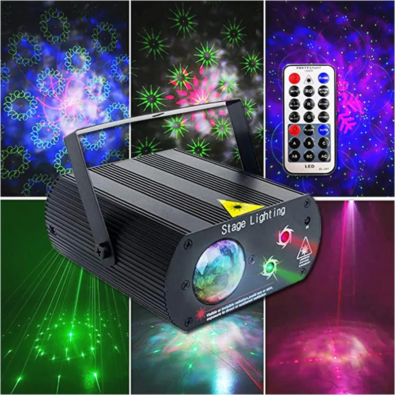 Party Lights Disco Ball DJ LED Water Wave Effect 2 In 1 Laser Light With Remote Control Sound Activated For Dancing Christmas