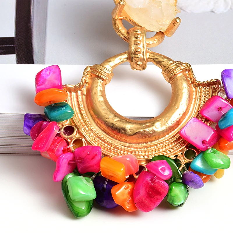 Vintage Handmade Beaded Earring For Women Boho Jewelry Resin Stone Statement Jewelry Bohemian Ear Ring Drop Earrings