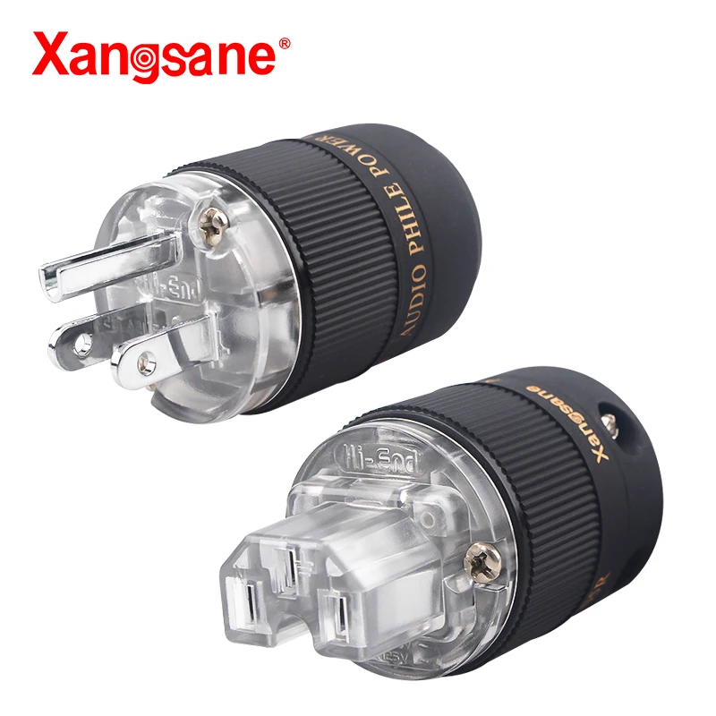 red copper fever grade hifi transparent US rhodium-plated power cable plug a set of audio amplifier power cord male-female