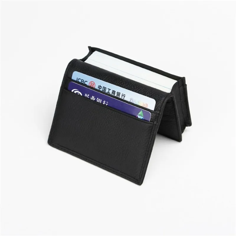 

Black Men Genuine Leather Bank Credit Card Case ID Card Holders Business Card Holder Wallet Travel Accessories Slim Purse