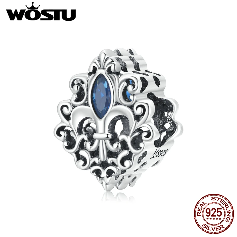 

WOSTU 925 Sterling Silver Vintage Pattern Water Drop Charm Bead Pendant Fit Original Bracelet Necklace For Women Jewelry CQC2151