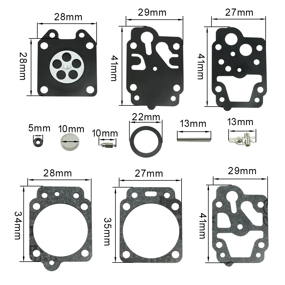 5Pcs Carburetor Carb Repair Rebuild Gasket Kit  For Walbro K20-WYJ D20-WYJ Echo Husqvarna Toro Ryobi Honda Homelite Trimmer