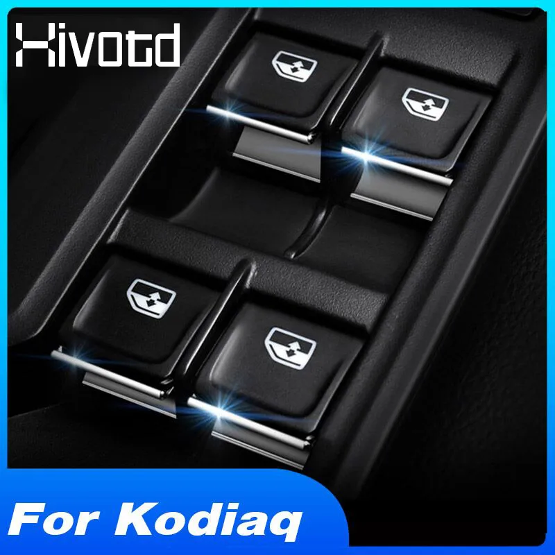 Car Styling For Skoda Kodiaq Accessories Window Lift Switch Button Sequin Cover Sticker Interior Decoration Parts 2017 2018 2019