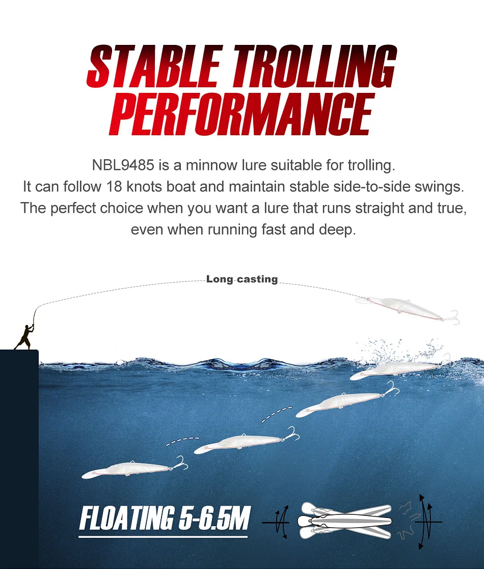 Noeby 180 mm, 90 g Trolling-Minnow-Angelköder, schwimmender Wobbler, Big Game, künstlicher harter Köder für Sea GT Thunfisch-Angelköder – Detail 7