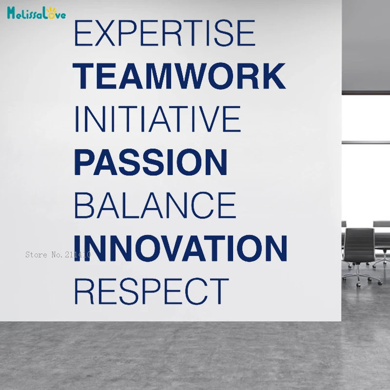 Expertise Teamwork Initiative Passion Balance Innovation Respect Office Wall Art Sticker Removable Art Vinyl Decals YT2627