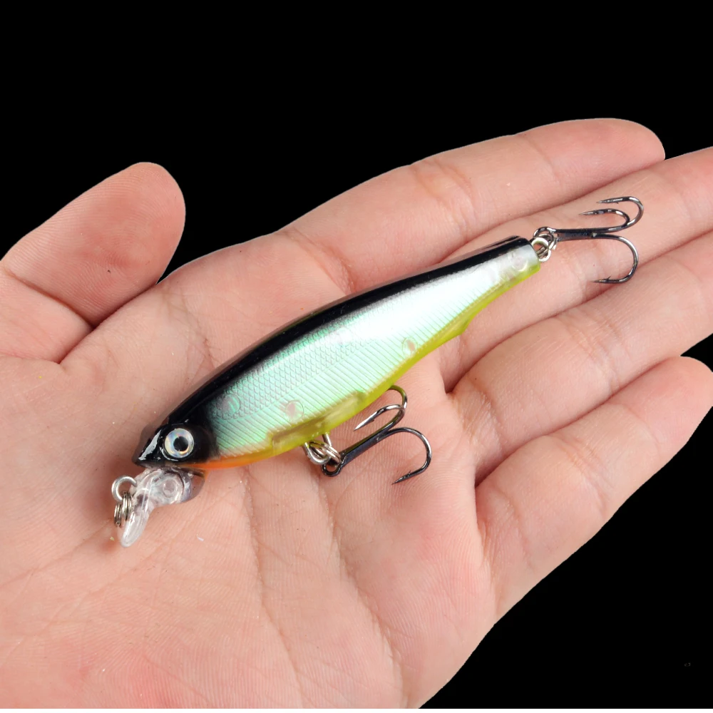 Venda quente nova chegada 1 pçs 8cm/7.4g iscas duras lifelike minnow iscas de pesca artificial fazer plástico wobblers pesca equipamento
