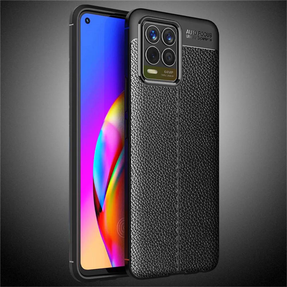 

For OPPO Realme 8 5G Case Luxury Litchi Striae Full Soft Silicone Cover Case For Oppo Realme 8 Pro Realme8 Phone Cases