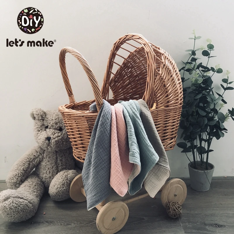 Let'S Make 1pc Wooden Teether Baby Cotton Bibs Soft Baby Feeding Care Beech Wood Teether Toys Bib For New Born Sensory Toy