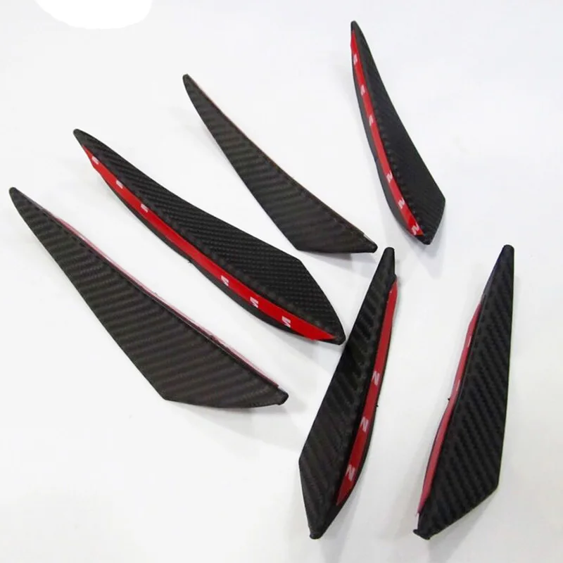 6 pacs Car Wind Knife Bumper Carbon Fiber Small Wind Knife Body Decoration sticker Universial Car Accessories