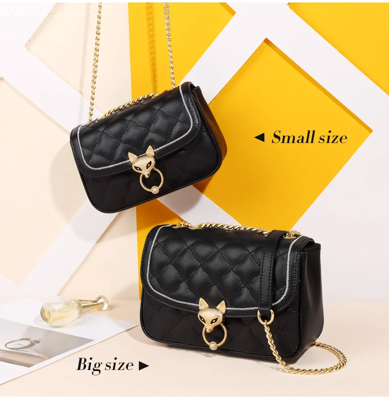 FOXER Damen-Umhängetasche aus Spaltleder mit Kettengurt, Elegante Klassische Crossbody-Tasche mit Rautenmuster, Damen-Messenger-Taschen – Detail 2
